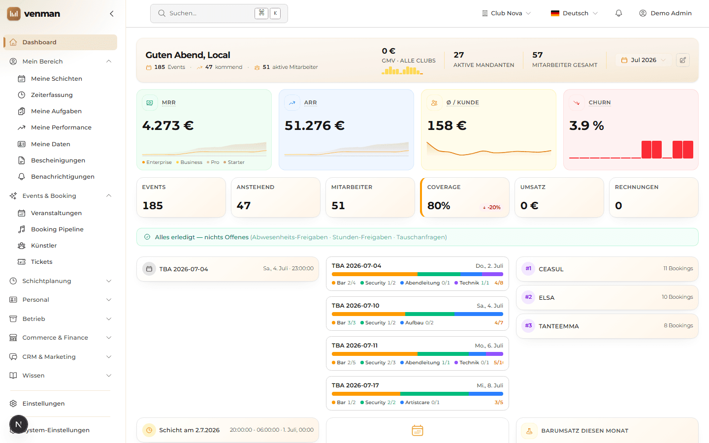 venMan Dashboard
