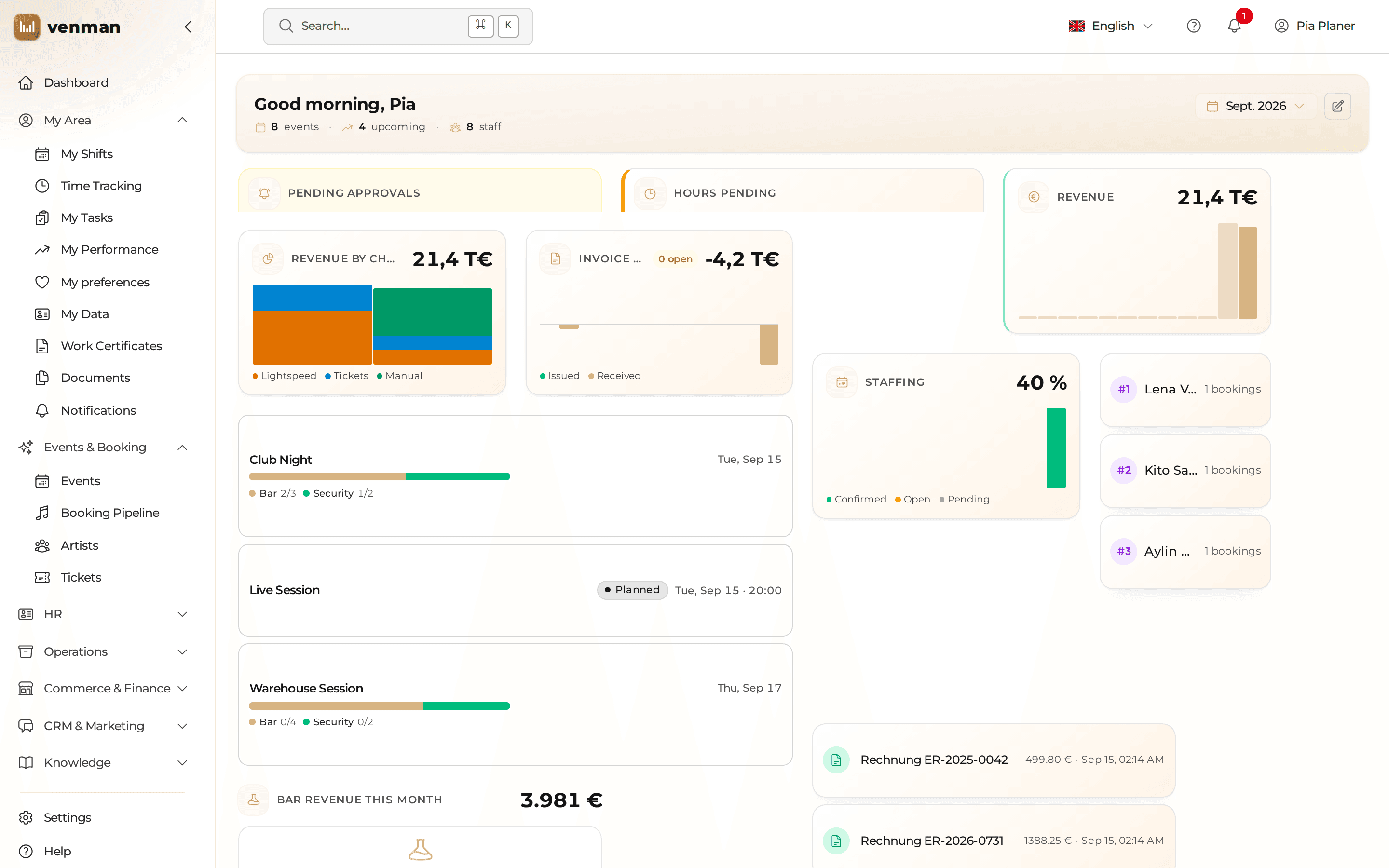 venMan Dashboard